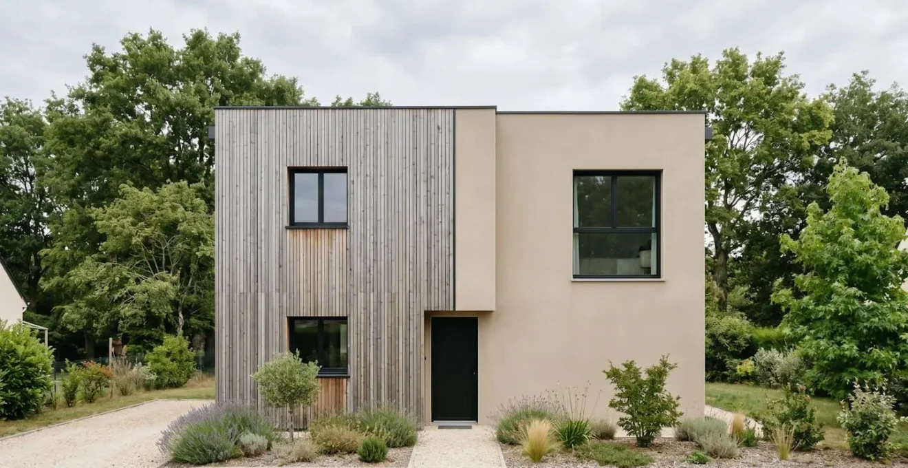 Comparaison entre bardage bois et enduit sur façade avec isolation thermique extérieure