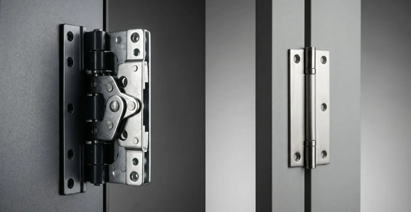 Comparaison visuelle entre paumelles standards et renforcées pour porte-fenêtre sécurisée