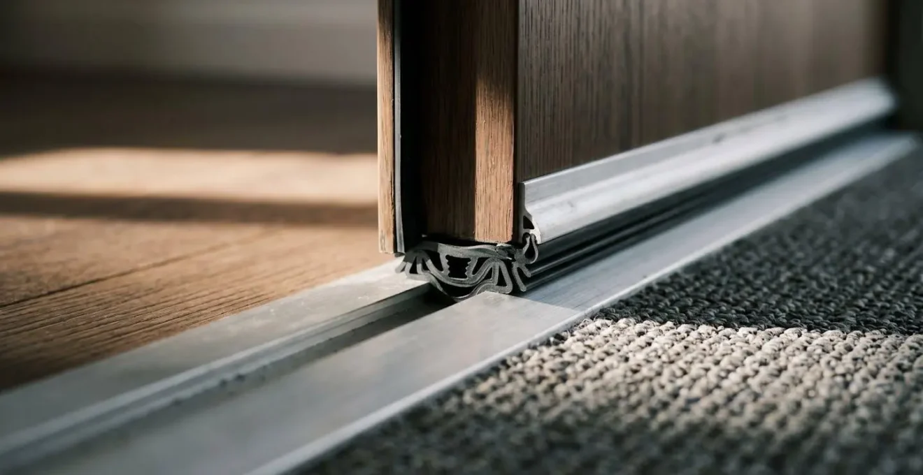 Détail d'une porte acoustique avec système de joints d'étanchéité périphériques