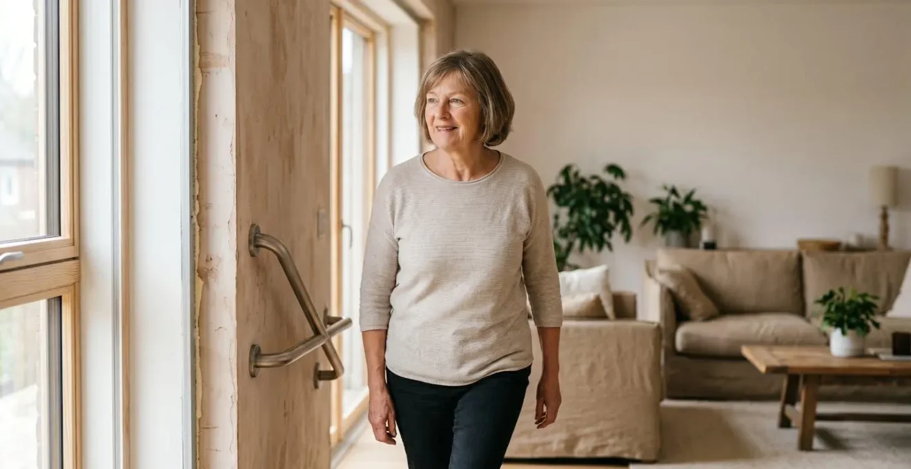 Intérieur de maison montrant une rénovation combinant isolation thermique et aménagements PMR